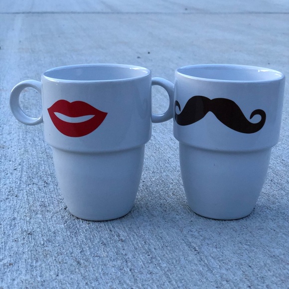 Mustache & Lips Coffee Mug Set Caribou Coffee - Picture 2 of 7